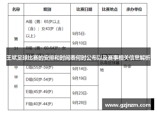 王斌足球比赛的安排和时间表何时公布以及赛事相关信息解析